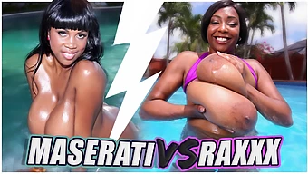 Two Busty Ebony Babes Compete For The Best Assets In This Busty Brown Bunnies Showdown