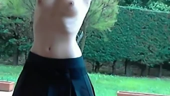 Small-Breasted Girl Strips Outdoors In Homemade Video