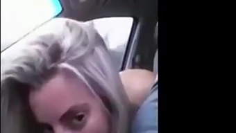 Blonde Amateur Geeft Een Slordige Blowjob Op De Motorkap Van Een Auto