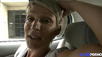 Sexy Soizic engages in car sex with a hidden observer