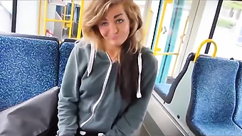 Girl Gets Naughty On The Train And Pleasures Herself