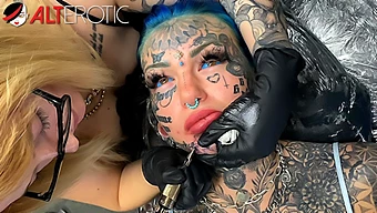 A Stunning Inked Woman Receives Additional Facial Tattoo During Couple Playtime