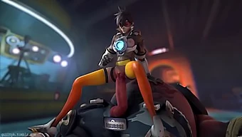 Animeret Overwatch-Video Viser Tracer Og Roadhog Med Lydeffekter