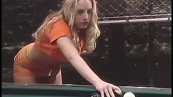 A Well-Endowed Blonde Receives An Anal Fingering And A Pool Cue Penetration In A Public Setting